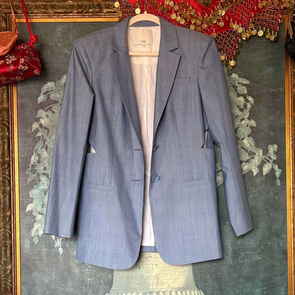 Tibi Women’s Wool Cut-Out Blue Blazer